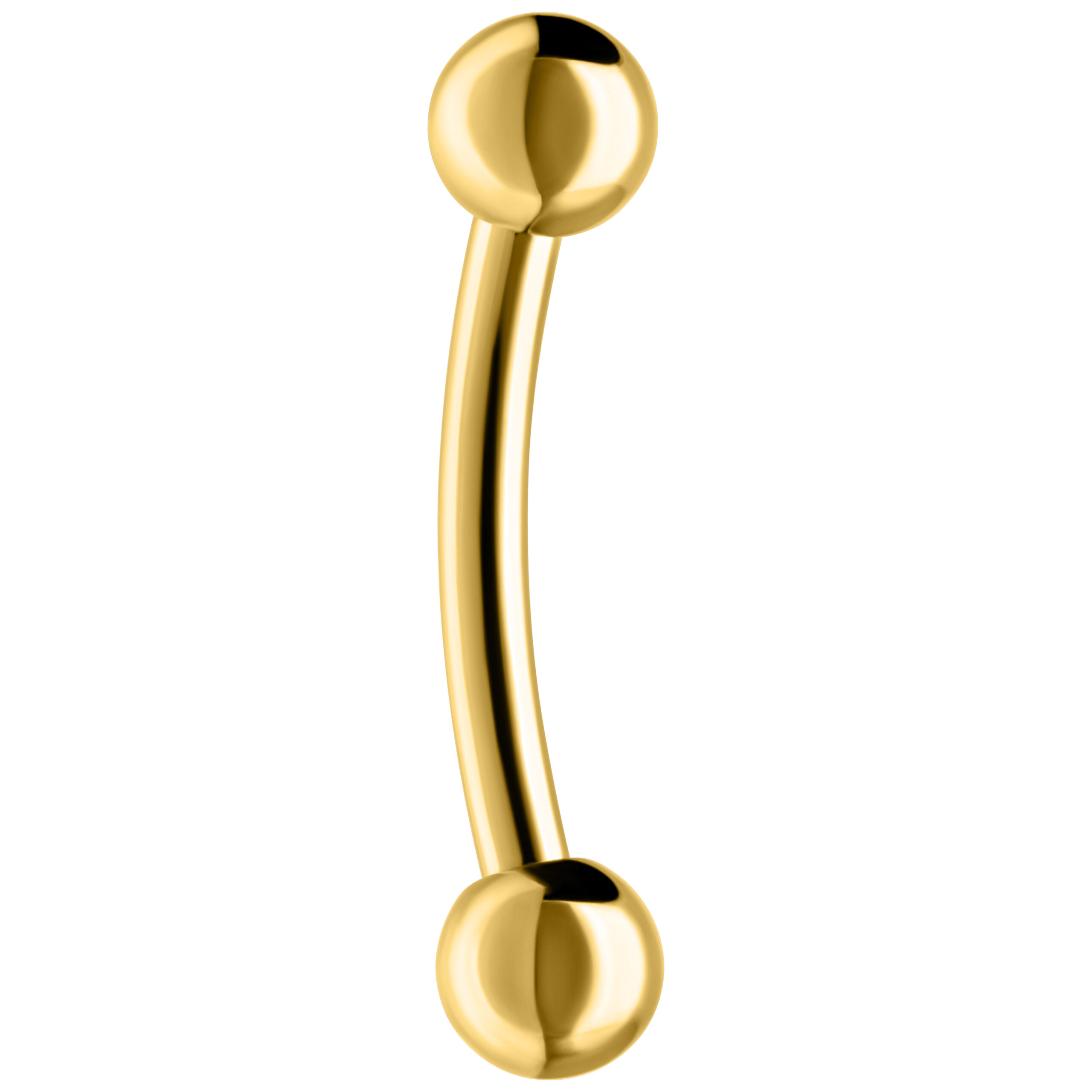 Goldenes gebogenes Titan Bananabell mit Kugeln auf weißem Hintergrund