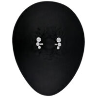 Silberne Amalia Barbell aus Titan mit kristallklaren Steinen auf schwarzem Hintergrund