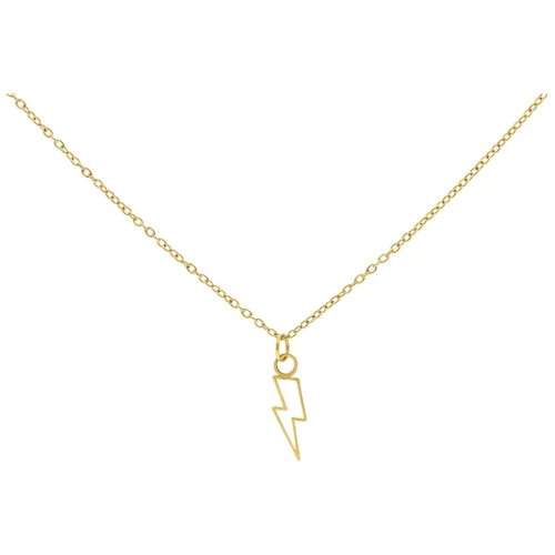 Goldene Halskette mit Blitzanhänger auf weißem Hintergrund