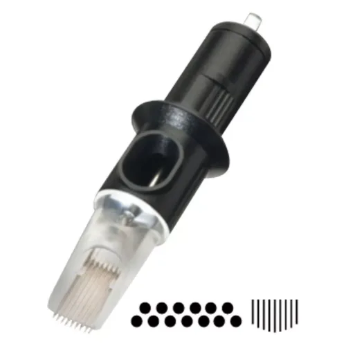 Schwarzer Nadelkopf mit transparentem Schutz, 10 Stück, auf weißem Hintergrund