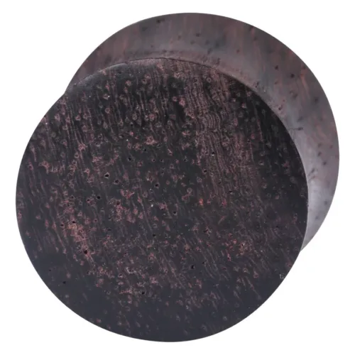 Runder schwarzer Rosenholz Plug in der Größe 2,0 mm auf weißem Hintergrund