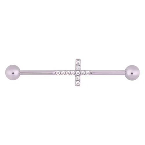 Crystal Cross Industrial Barbell 