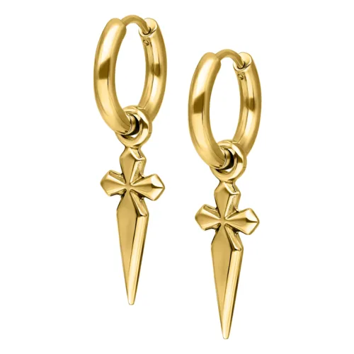 Little Sword Cross Hoops - Gold