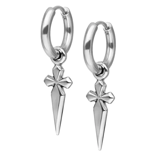 Little Sword Cross Hoops