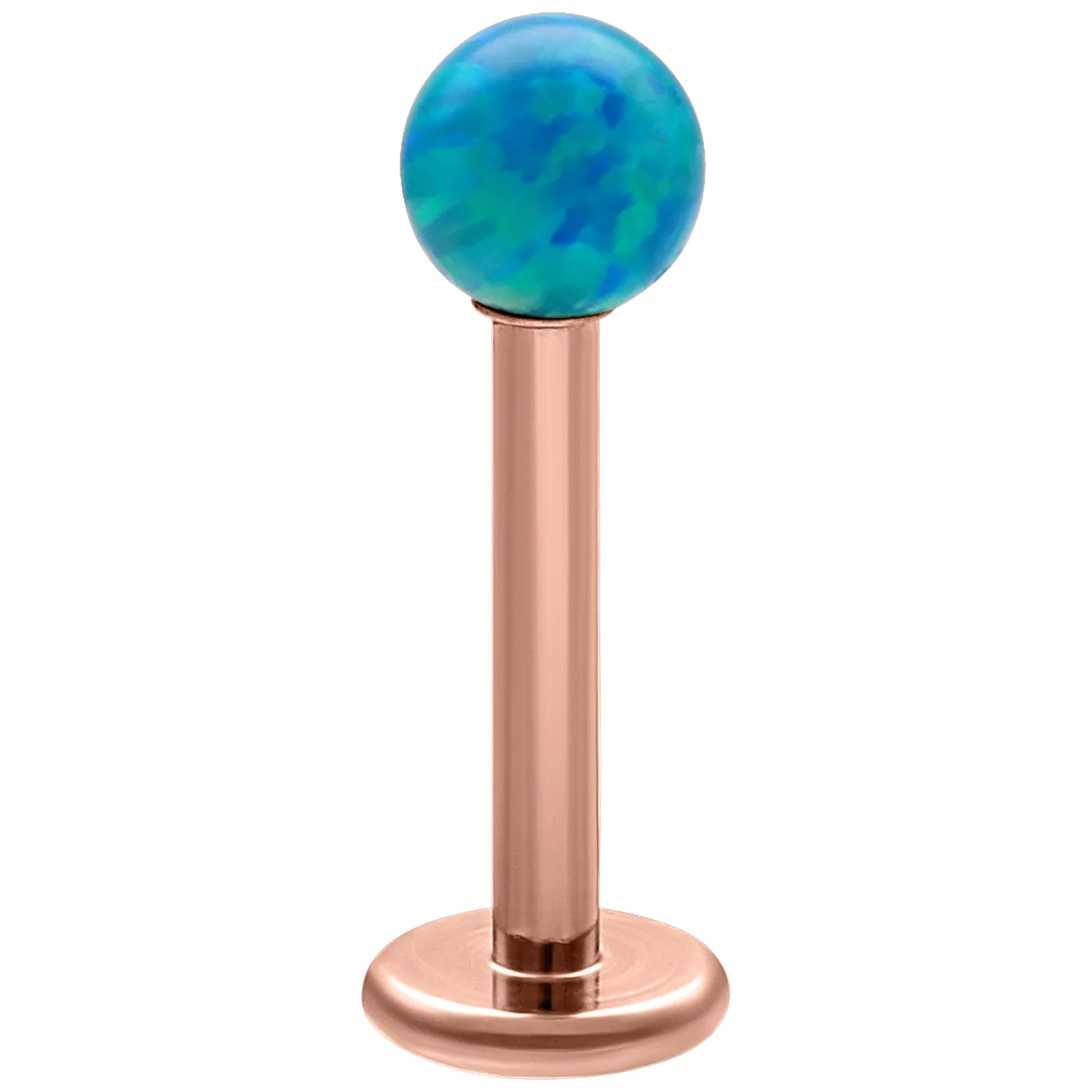 Navy Blau Opal Kugel Labret mit roségoldenem Titan Steckteil