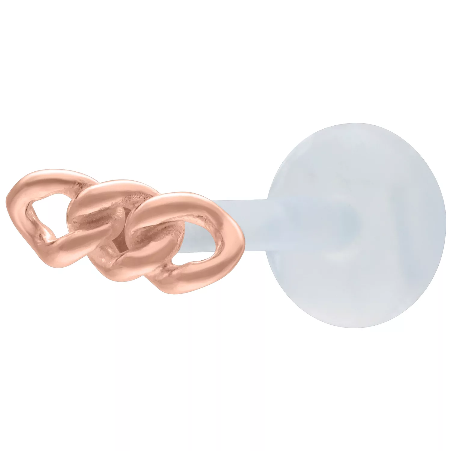 Roségoldenes Chunky Chain Labret mit Push Fit auf weißem Hintergrund