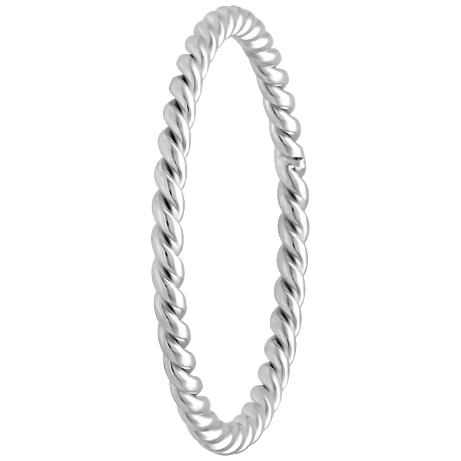 Eleganter silberner Twisted Ring aus Chirurgenstahl 316L auf weißem Hintergrund