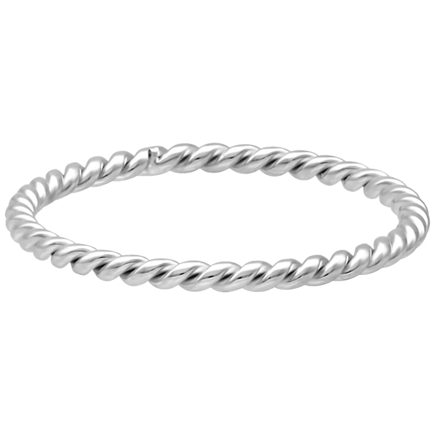 Silberner gedrehter Ring aus Chirurgenstahl auf weißem Hintergrund