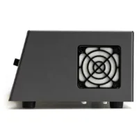 Schwarzer Thermokopierer TIM mit Lüfter auf weißem Hintergrund