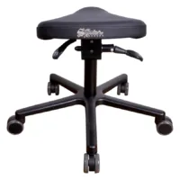 Schwarzer T4 Gentleman Workingchair aus Kunstleder auf Rollen, frontal