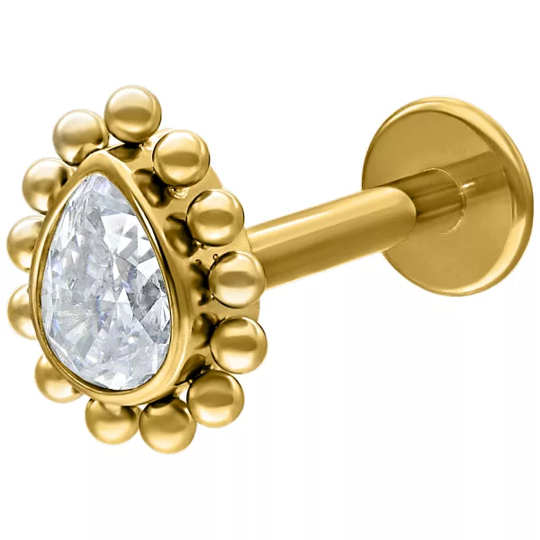 Crystal Teardrop Push Fit Labret