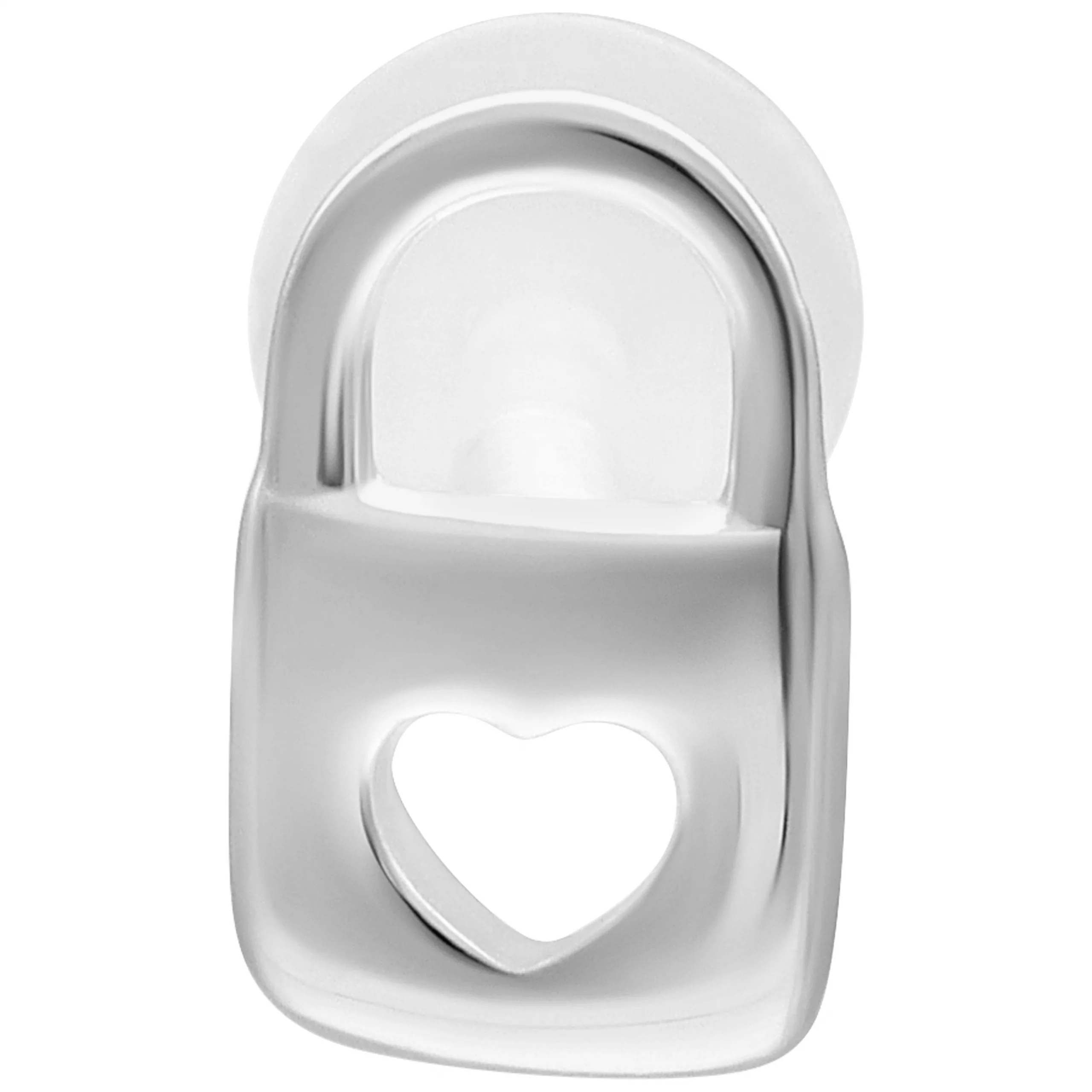 Silberfarbenes Labret mit herzförmigem Design auf weißem Hintergrund