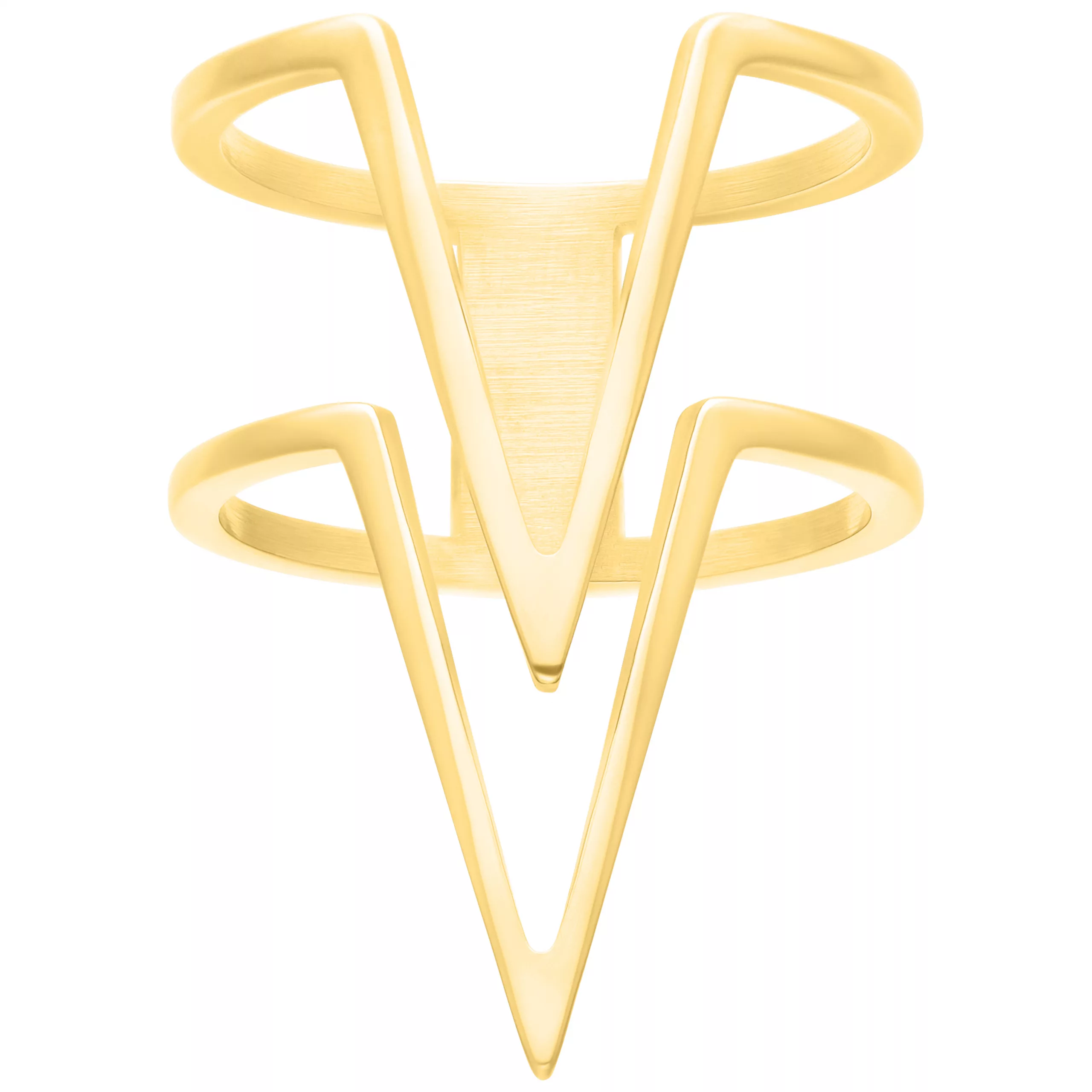 Doppel-Chevron-Ring in Gold mit 17 mm Größe auf weißem Hintergrund