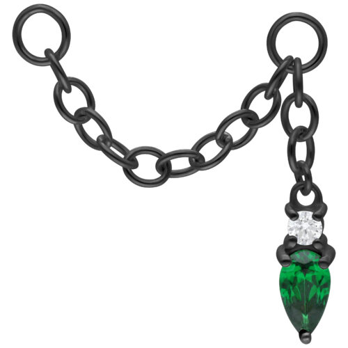 Dangling Emerald Crystal Piercing Connection Chain