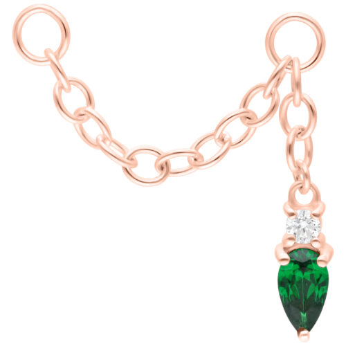 Dangling Emerald Crystal Piercing Connection Chain