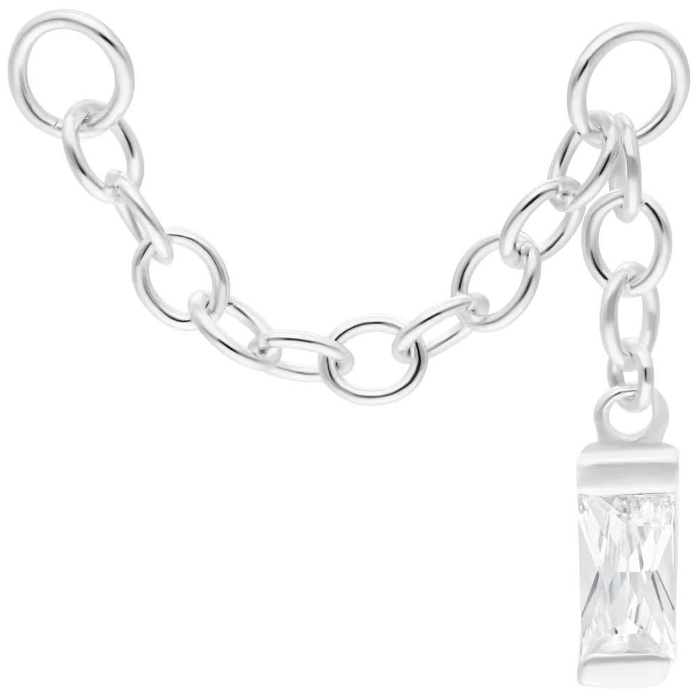 Hanging Baguette Crystal Piercing Connection Chain