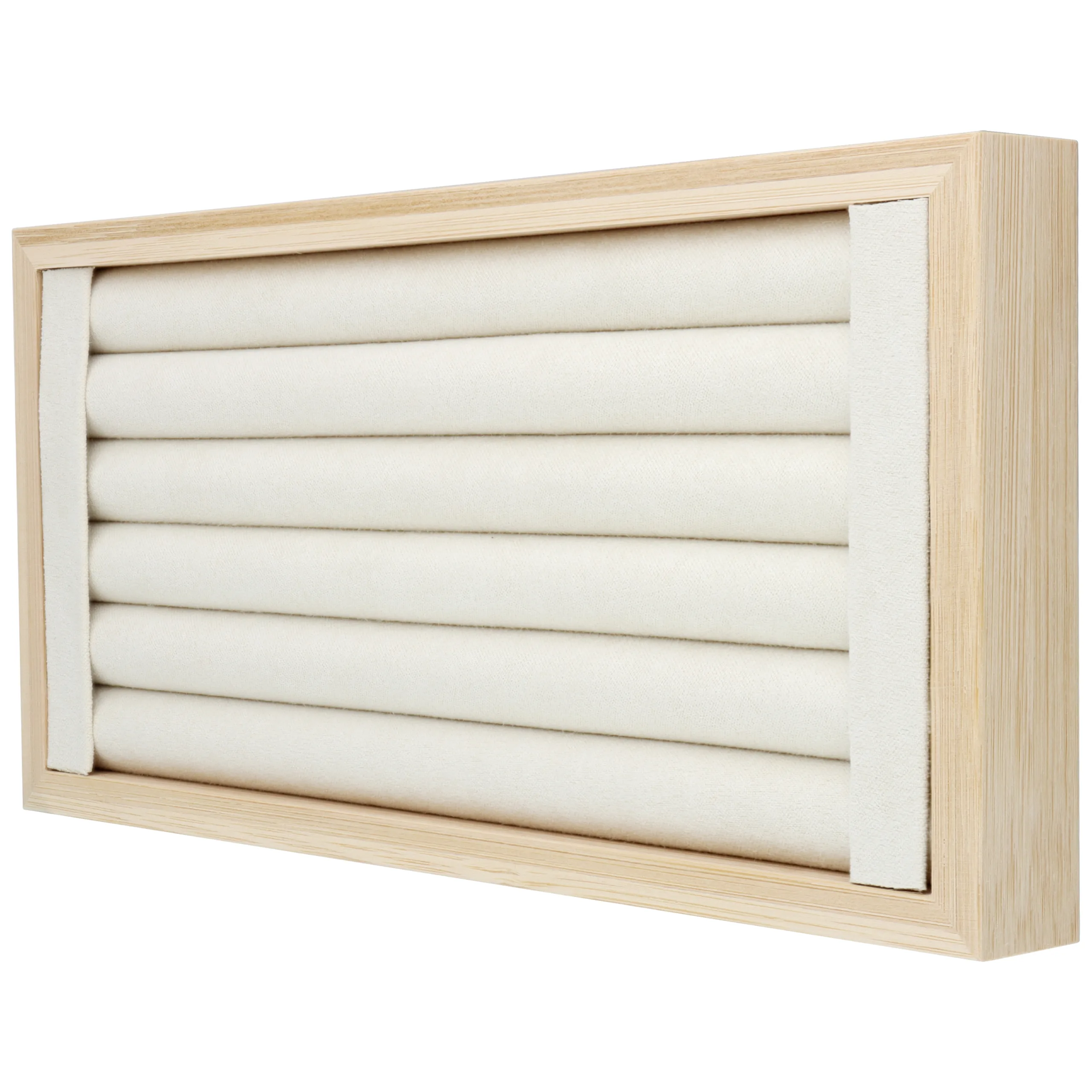 Schwarzer Ring-Display aus Holz mit weicher Polsterung