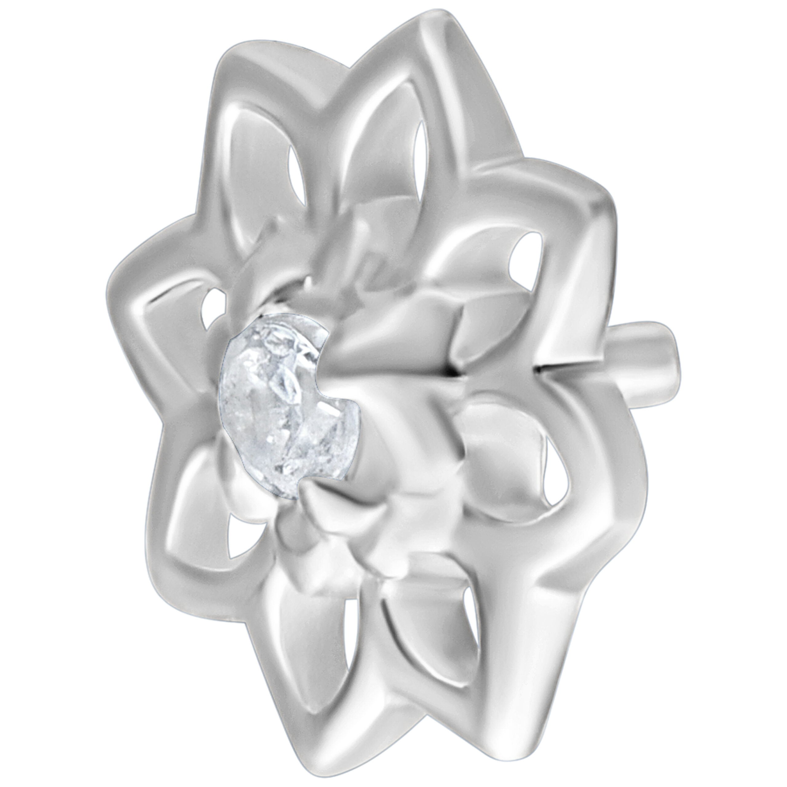 Silberner Sunflower Aufsatz mit klaren Kristall auf weißem Hintergrund