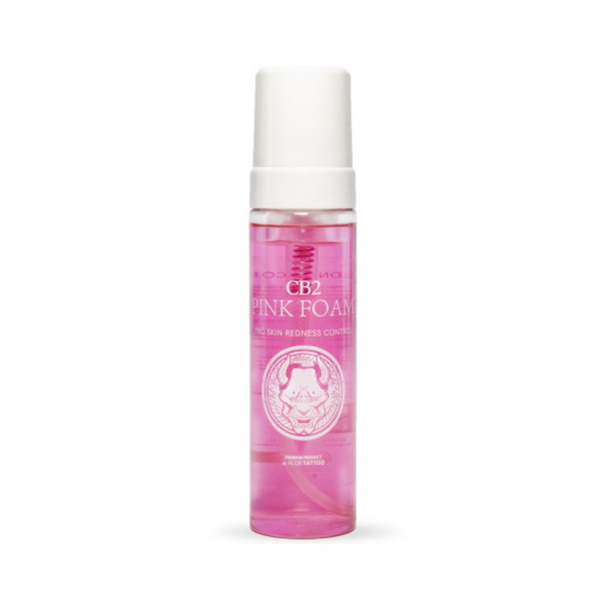 Aloe Tattoo CB2 Pink Foam 220 ml Flasche mit pinkem Schaum, Aloe Tattoo CB2, 220 ml, auf weißem Hintergrund