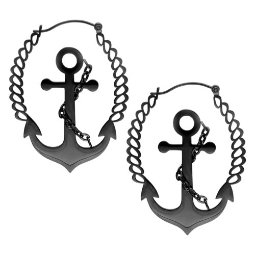 Chain Anchor Hoops - Schwarz