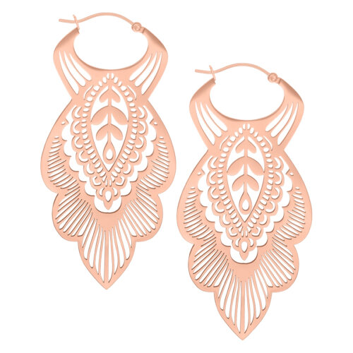 Mandala Leaf Hoops - Roségold