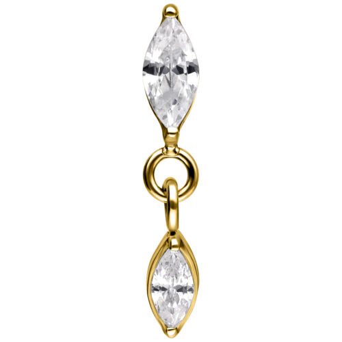 Push Fit Oval Crystal Drop Attachment - Gold