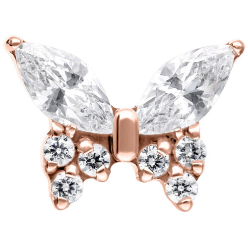 Push Fit Multi Jewelled Butterfly Attachment - Roségold