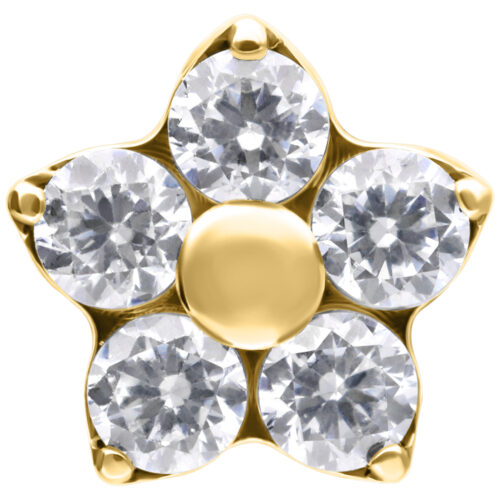 Push Fit Multi Jewelled Flower Attachment - Gold