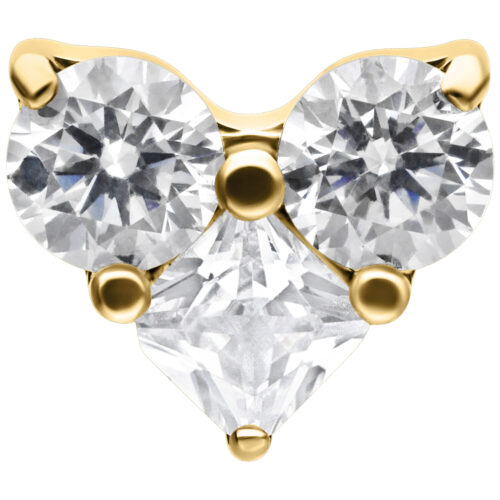 Push Fit Crystal Heart Attachment - Gold