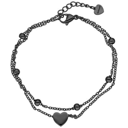 Little Heart Bracelet Double Row - Schwarz
