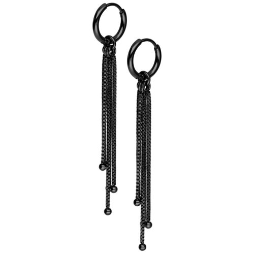 Little Square Venezia Chain Hoops (pair) - Schwarz