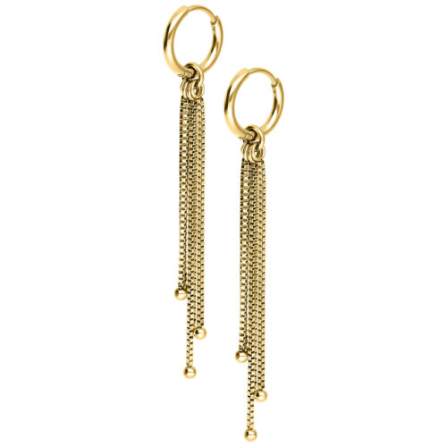Little Square Venezia Chain Hoops (pair) - Gold