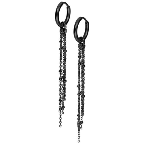 Little Satellite Chain Hoops (pair) - Schwarz