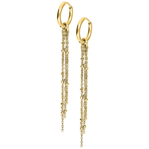 Little Satellite Chain Hoops (pair) - Gold