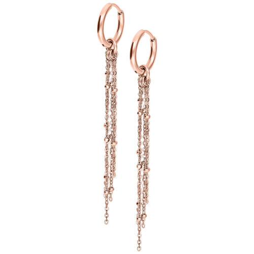 Little Satellite Chain Hoops (pair) - Roségold