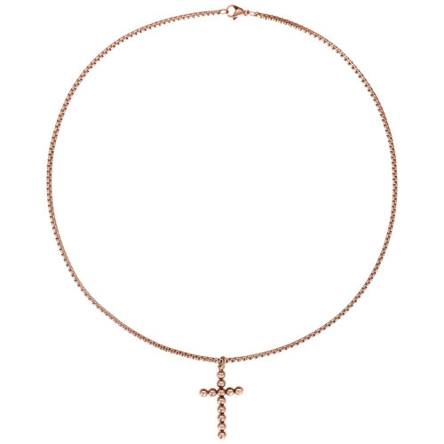 Bubble Cross Necklace - Roségold