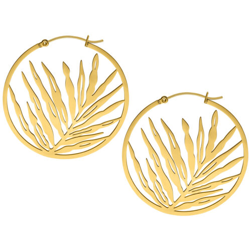 Noble Leaf Hoops Pair - Gold