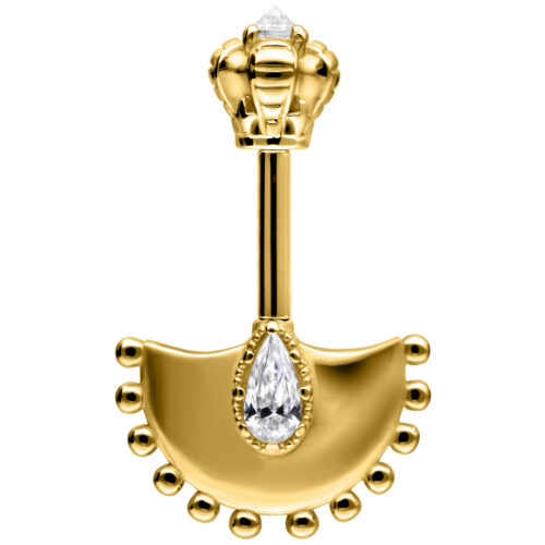 Vertical Helix Crystal Hatchet Barbell - Gold