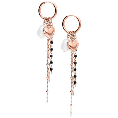 Bubble Heart Hoops with Pearl - Roségold