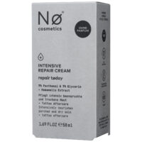 Graue Verpackung der Nø Cosmetics Intensiv Repair Cream 50ml mit Textdetails