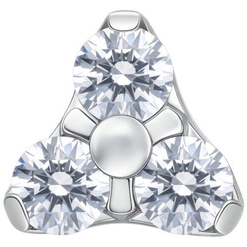 Silberfarbener Trinity Aufsatz mit drei kristallklaren Steinen vor weißem Hintergrund