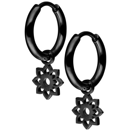 Mini Flower Hoops Pair - Schwarz