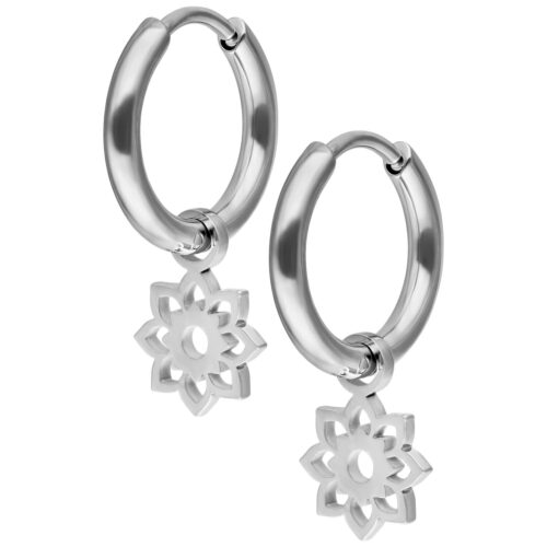 Mini Flower Hoops Pair - Silber