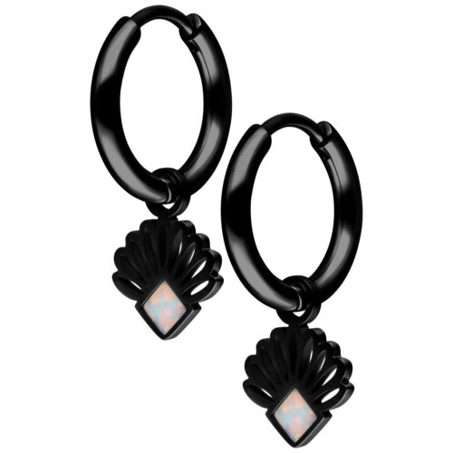 Mini Opal Fan Hoops Pair - Schwarz