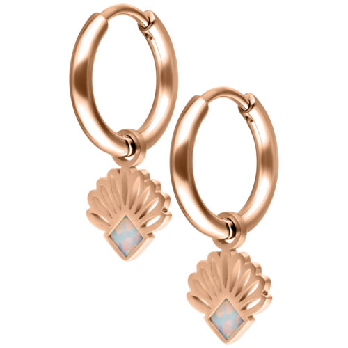 Mini Opal Fan Hoops Pair - Roségold
