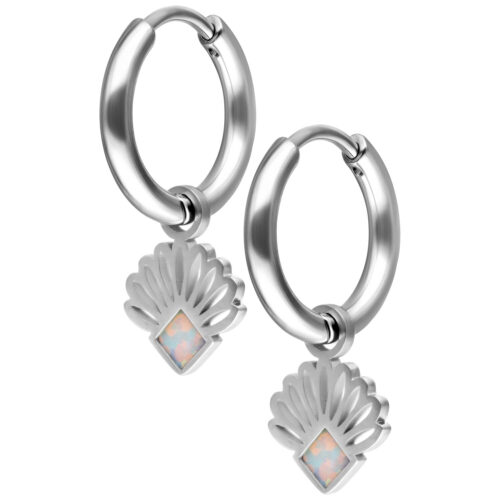 Mini Opal Fan Hoops Pair - Silber