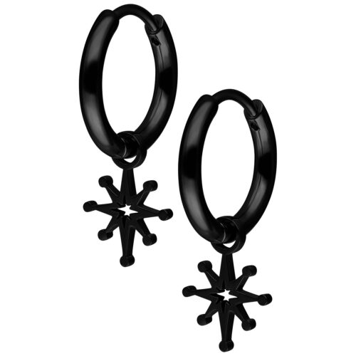 Mini Polar Star Hoops Pair - Schwarz