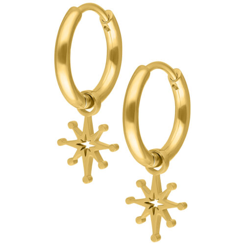 Mini Polar Star Hoops Pair - Gold