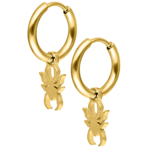 Mini Spider Hoops Pair - Gold