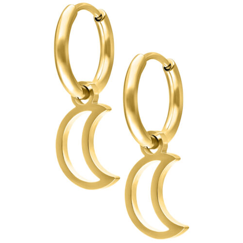 Mini Moon Hoops Pair - Gold